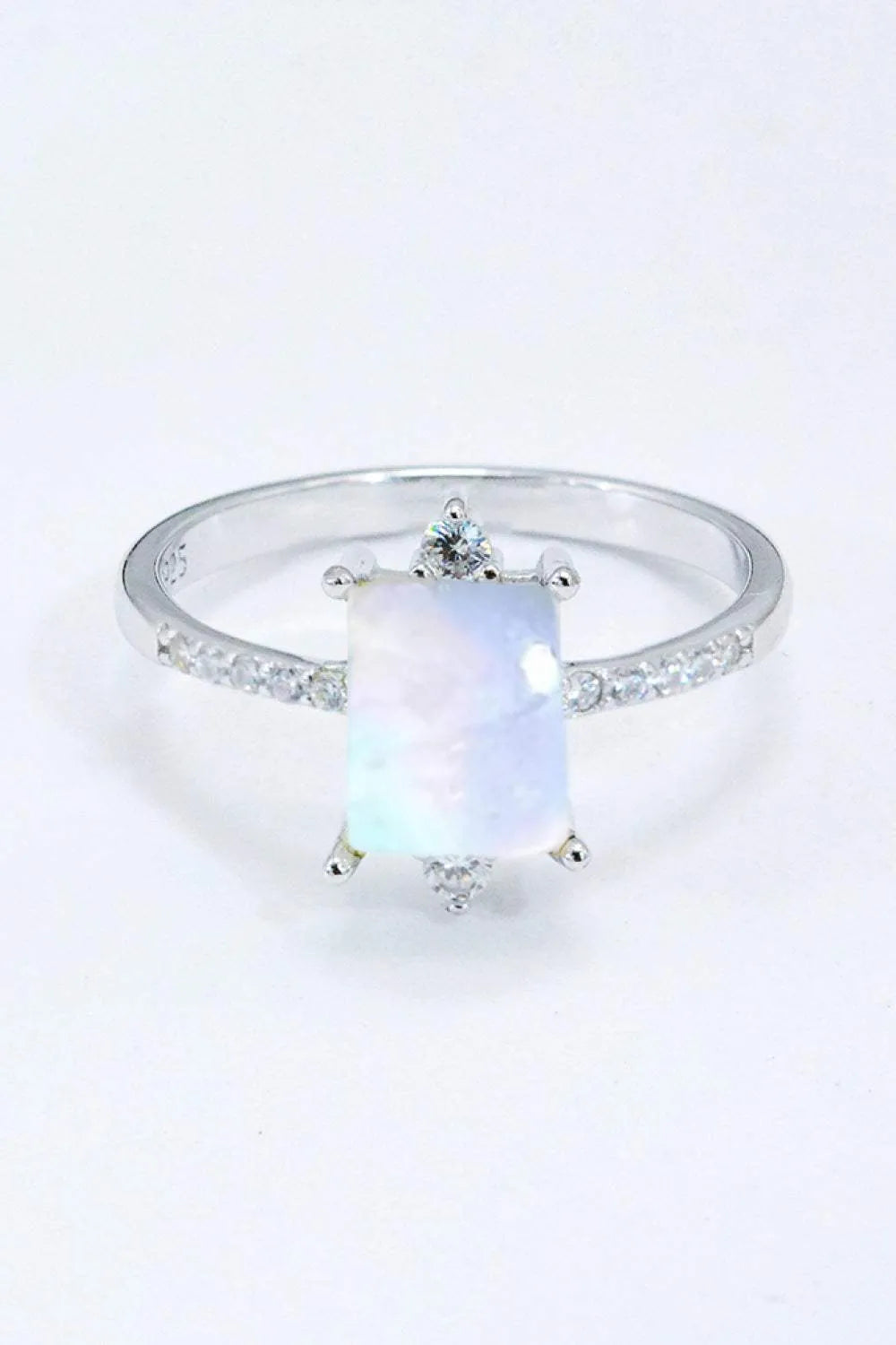 925 Sterling Silver Square Moonstone Ring Moonstone Moonstone - Tophatter Daily Deals